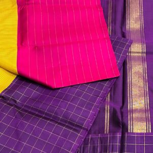 Small Checks Kanchipuram Silk Saree Online Shopping