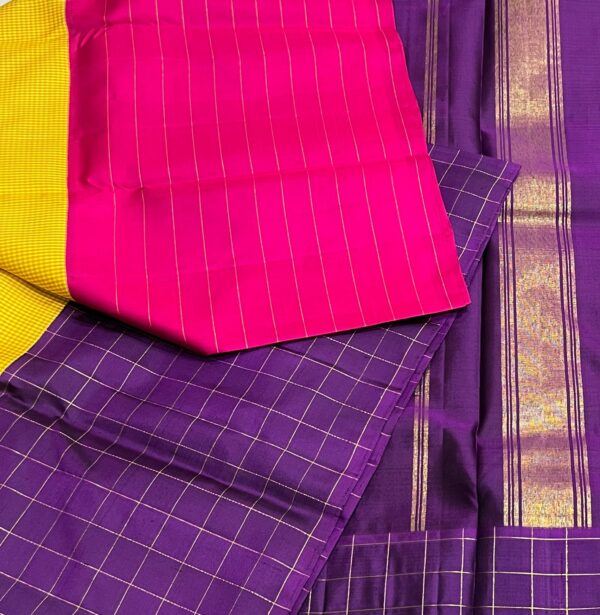 Small Checks Kanchipuram Silk Saree Online Shopping