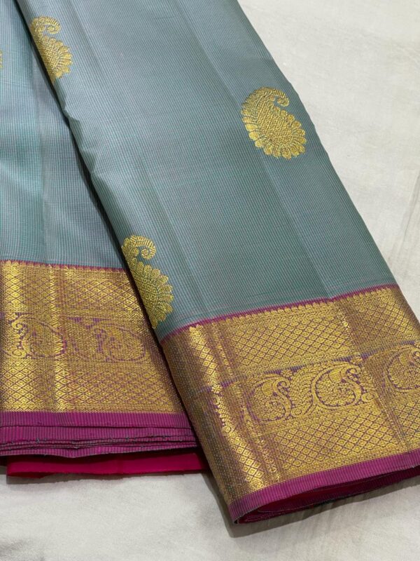 Beautiful Gray Kanchipuram Silk Saree