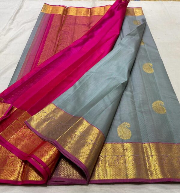 Beautiful Gray Kanchipuram Silk Saree