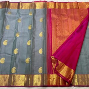 Beautiful Gray Kanchipuram Silk Saree