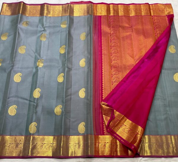 Beautiful Gray Kanchipuram Silk Saree