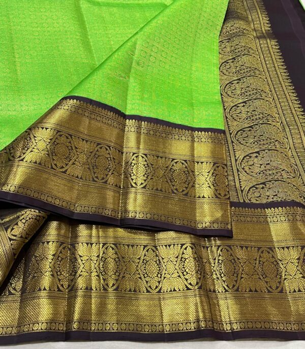 Parrot Green With Black Kanjivaram Silk Saree