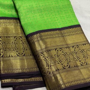 Parrot Green With Black Kanjivaram Silk Saree