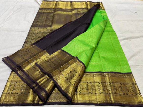 Parrot Green With Black Kanjivaram Silk Saree