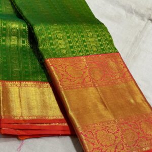 Green With Red Kanjivaram Silk saree 