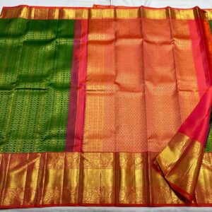 Green With Red Kanjivaram Silk saree 