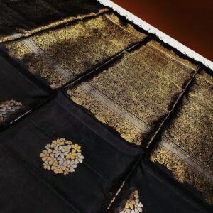 Black Kanjivaram Silk Saree with Multi-Color Zari Brocade