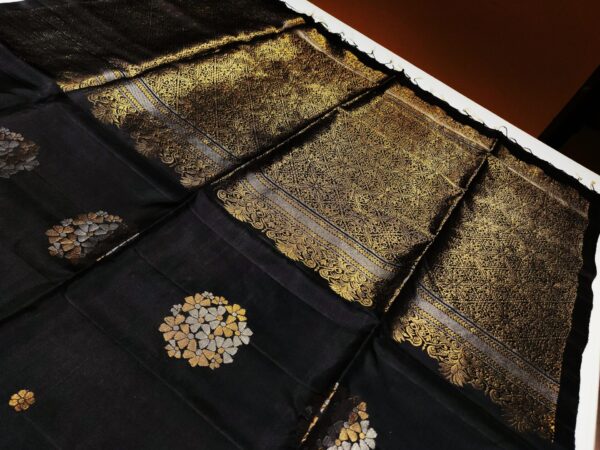 Black Kanjivaram Silk Saree with Multi-Color Zari Brocade