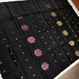 Black Kanjivaram Silk Saree with Multi-Color Zari Brocade