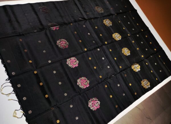 Black Kanjivaram Silk Saree with Multi-Color Zari Brocade