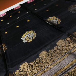 Black Kanjivaram Silk Saree with Multi-Color Zari Brocade