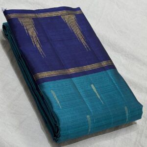 Kanjivaram Silk Saree in Peacock Blue with Dark Blue Border