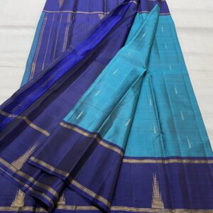 Kanjivaram Silk Saree in Peacock Blue with Dark Blue Border