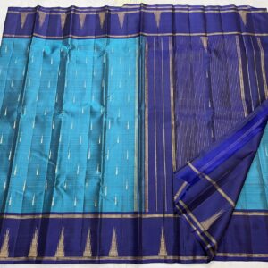 Kanjivaram Silk Saree in Peacock Blue with Dark Blue Border