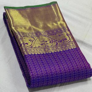 Purple Kanjivaram Silk Saree With Green