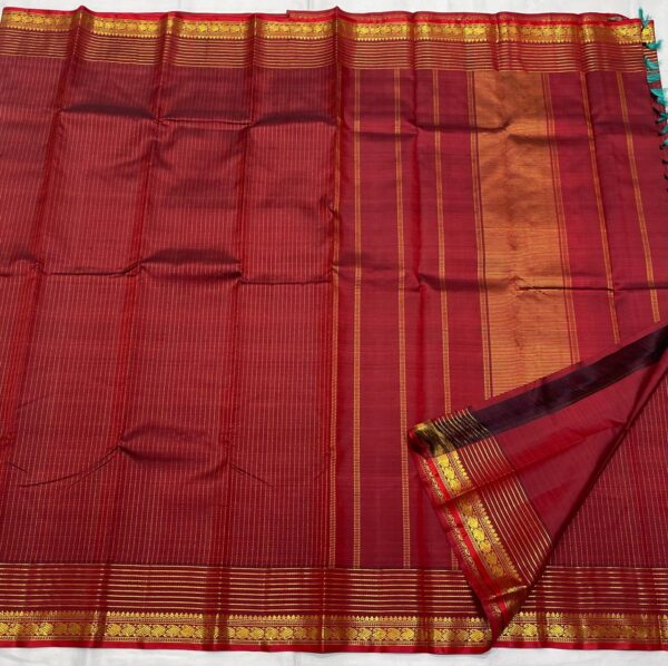 Self Maroon Red Kanjivaram Silk Saree