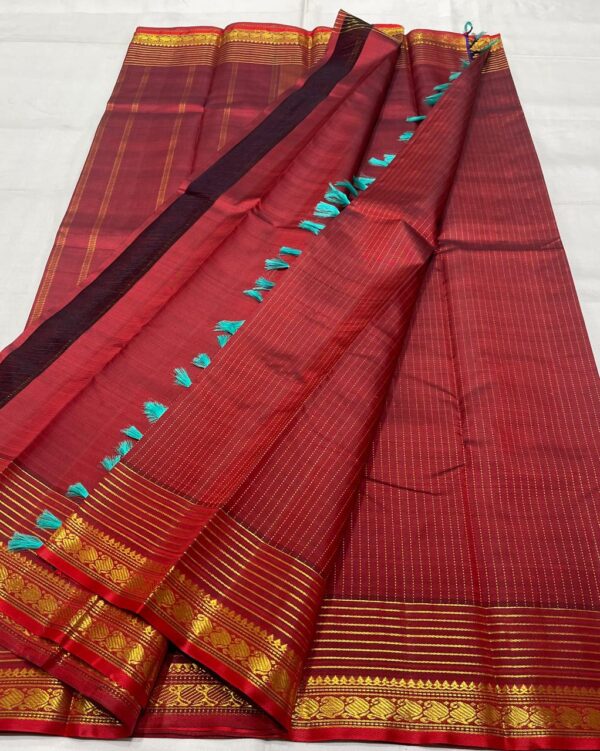 Self Maroon Red Kanjivaram Silk Saree