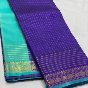 Kanjivaram Silk Saree in Royal Blue and Aqua