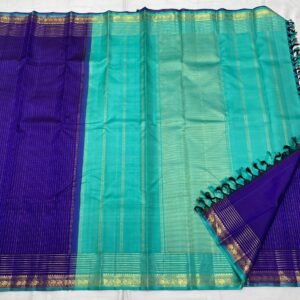 Kanjivaram Silk Saree in Royal Blue and Aqua