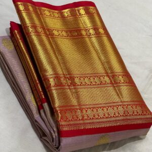 Kanjivaram Silk Saree in Lavender and Red