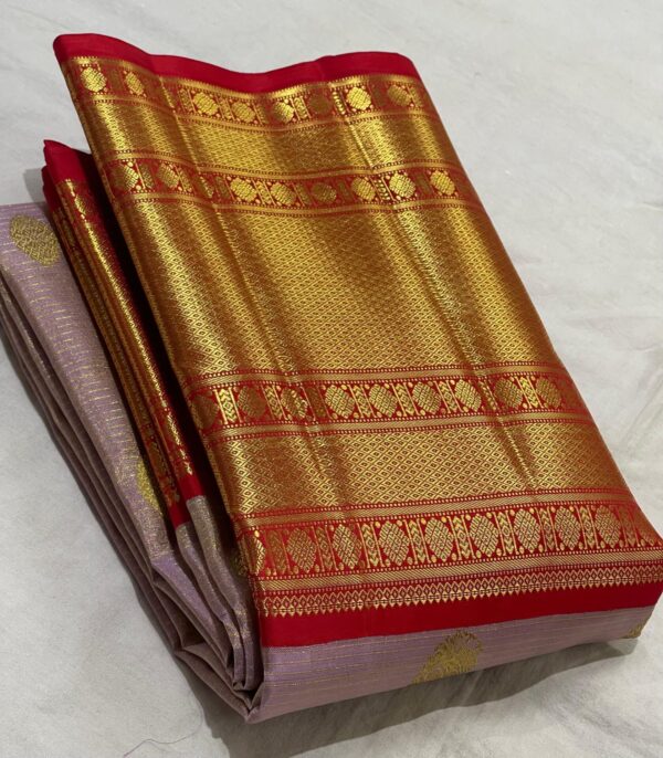 Kanjivaram Silk Saree in Lavender and Red