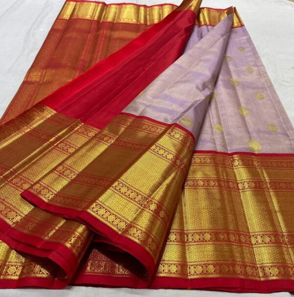 Kanjivaram Silk Saree in Lavender and Red