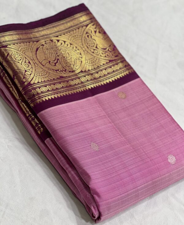 Baby Pink Kanchipuram Silk Saree with Coffee Brown Border