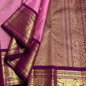 Baby Pink Kanchipuram Silk Saree with Coffee Brown Border