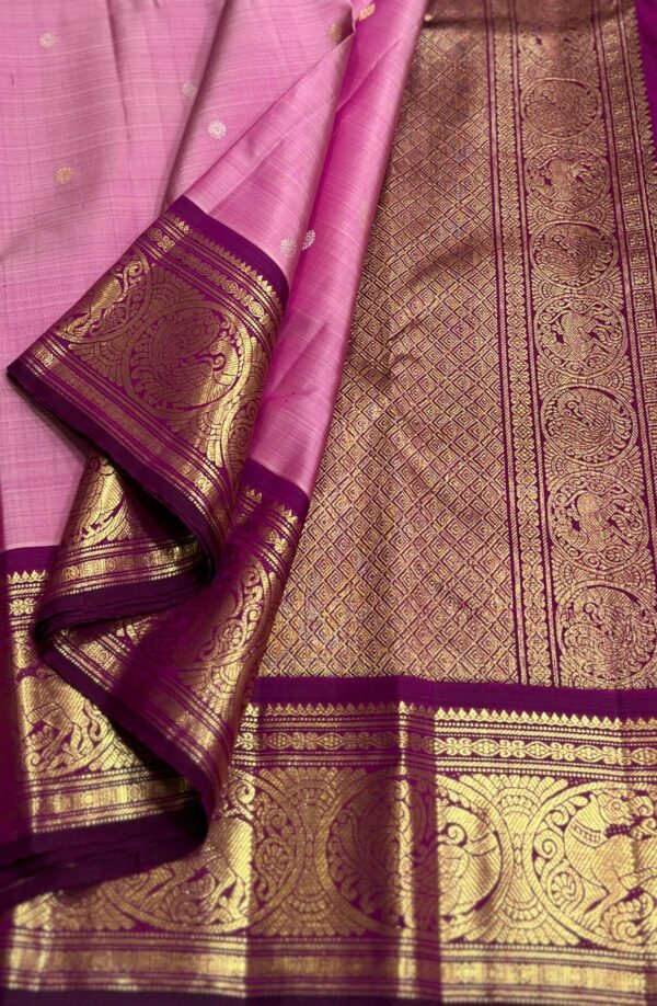 Baby Pink Kanchipuram Silk Saree with Coffee Brown Border