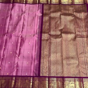 Baby Pink Kanchipuram Silk Saree with Coffee Brown Border