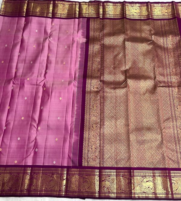 Baby Pink Kanchipuram Silk Saree with Coffee Brown Border