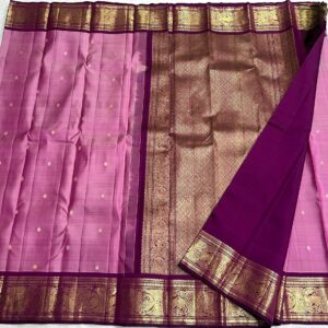 Baby Pink Kanchipuram Silk Saree with Coffee Brown Border