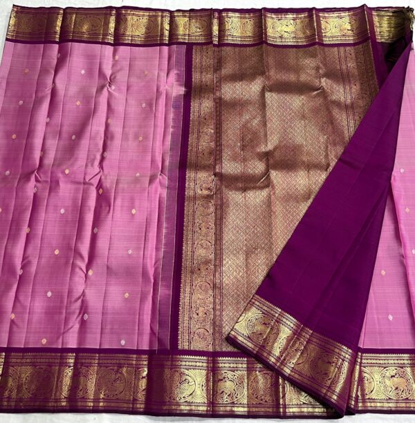 Baby Pink Kanchipuram Silk Saree with Coffee Brown Border