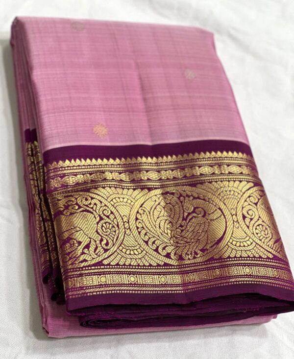 Baby Pink Kanchipuram Silk Saree with Coffee Brown Border