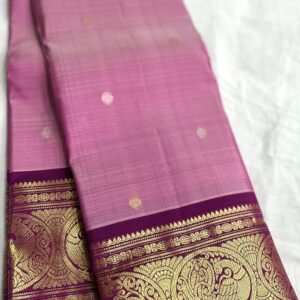 Baby Pink Kanchipuram Silk Saree with Coffee Brown Border