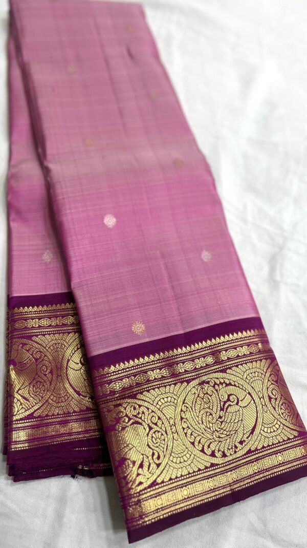 Baby Pink Kanchipuram Silk Saree with Coffee Brown Border