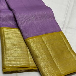 Lavender Kanjivaram Silk Saree with Mustard Yellow Border