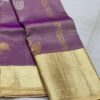 Kanjivaram Silk Saree in Light Lavender with Cream and Gold Zari Brocade