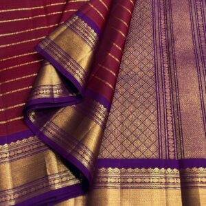 Elegant Kanjivaram Silk Saree in Brown and Purple