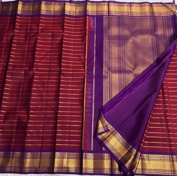 Elegant Kanjivaram Silk Saree in Brown and Purple