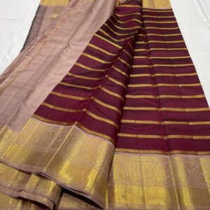 Kanjivaram Silk Saree in Maroon Red with Biscuit Color Border