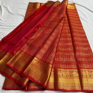 Wedding Red Kanjivaram Silk Saree with Gold Zari