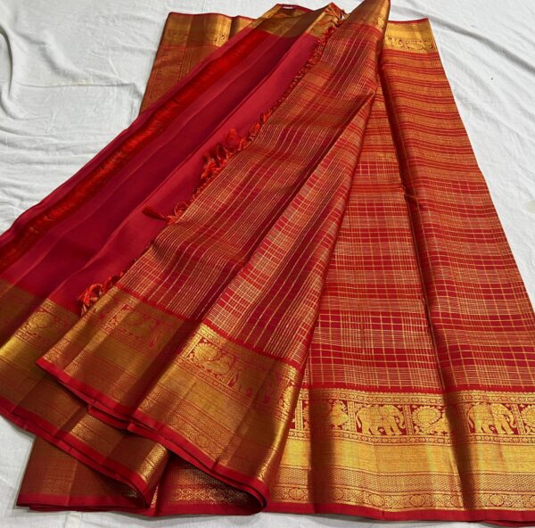 Wedding Red Kanjivaram Silk Saree with Gold Zari