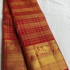 Wedding Red Kanjivaram Silk Saree with Gold Zari