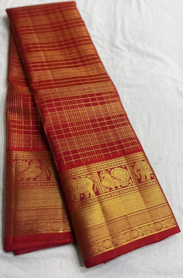 Wedding Red Kanjivaram Silk Saree with Gold Zari