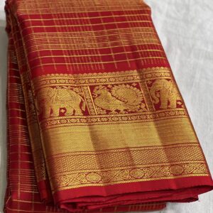 Wedding Red Kanjivaram Silk Saree with Gold Zari