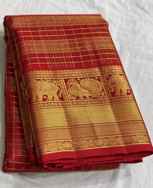 Wedding Red Kanjivaram Silk Saree with Gold Zari