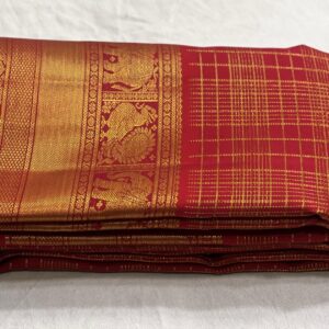 Wedding Red Kanjivaram Silk Saree with Gold Zari