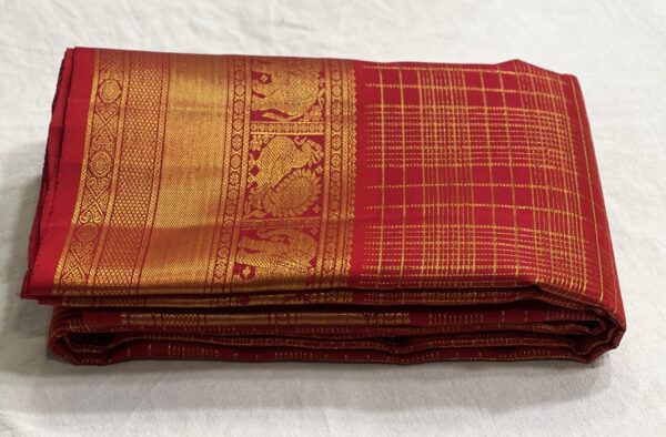 Wedding Red Kanjivaram Silk Saree with Gold Zari